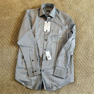NWT Mens Van Heusen Air 14.5 Dress Shirt Regular Fit Stretch 35/37 Gray‎ Steel